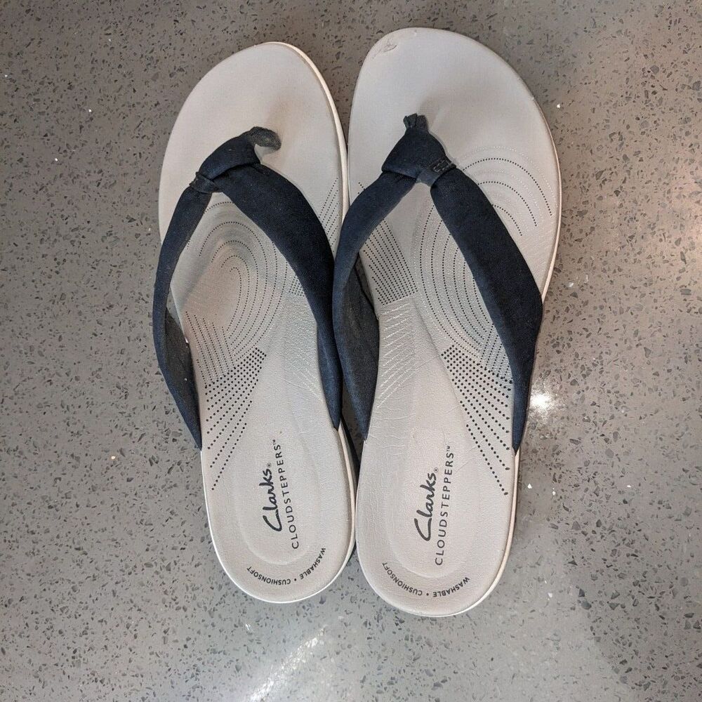 Clarks Arla Glison Cloudsteppers Blue Flip Flop Sandal Sz 10